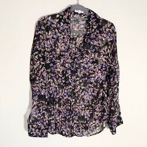 Express portofino shirt long sleeve lightweight‎ dark floral button down shirt